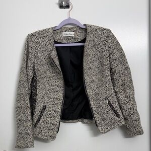 Calvin Klein Women's Textured Black and Cream Blazer Jacket size 8